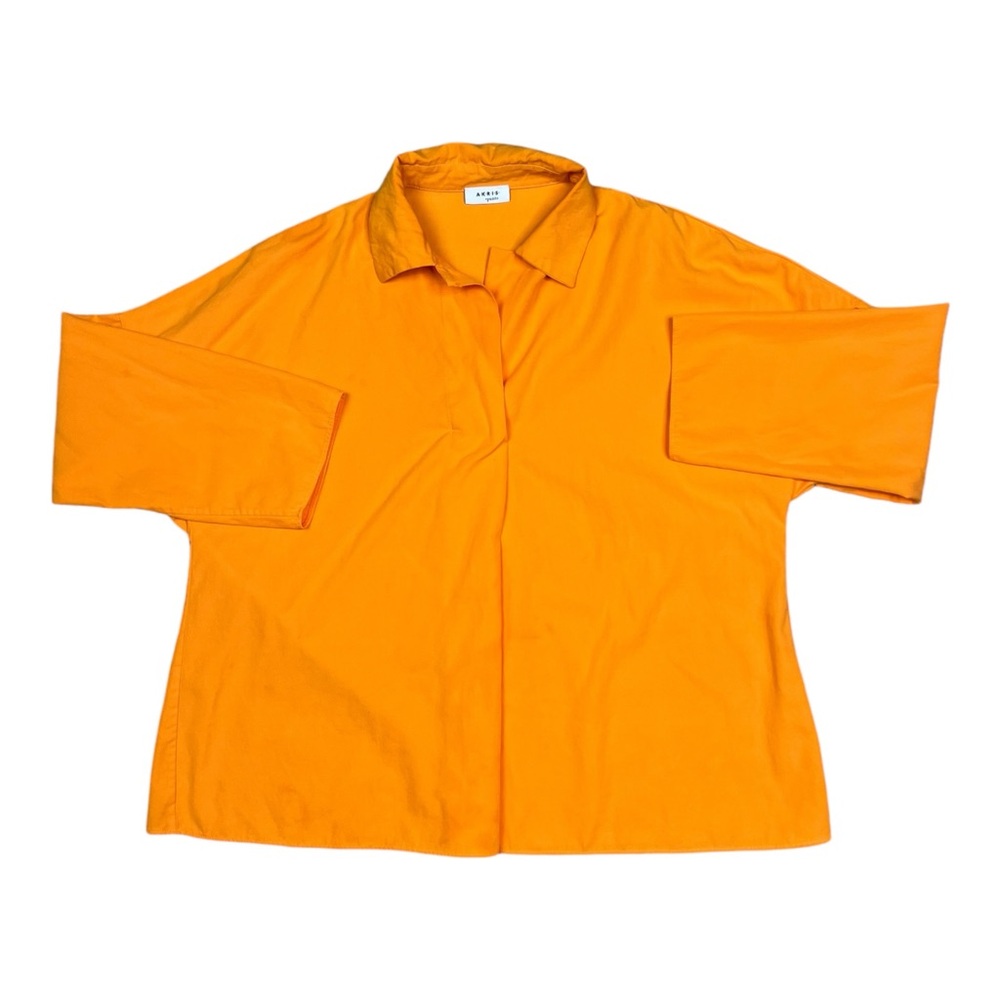 Akris Punto Women Blouse Marigold Orange Tunic Collared size 2